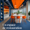 Espace de restauration moderne avec des couleurs d'entreprise