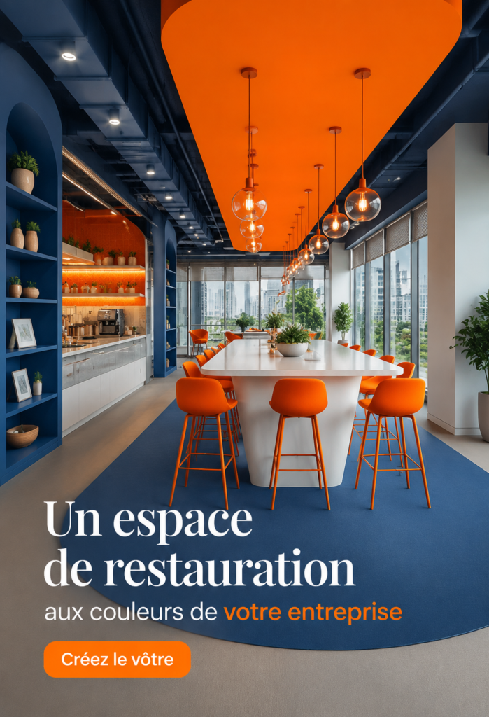 Espace de restauration moderne avec des couleurs d'entreprise