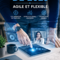 Un bureau flexible avec des meubles modulaires et un espace bien organisé.