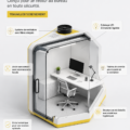 Un espace de travail moderne et lumineux avec un bureau et des plantes pour créer une ambiance apaisante.