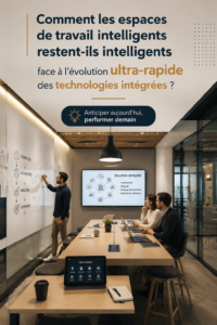 Un espace de travail moderne avec des équipements technologiques intégrés.