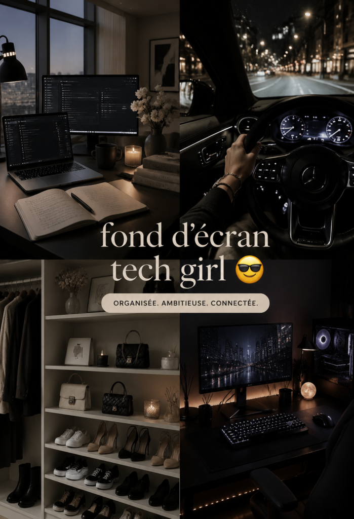 Capture d'écran d'un fond d'écran tech moderne adapté aux femmes
