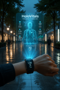 Visuel d'HoloVitals présentant des données de santé en hologramme
