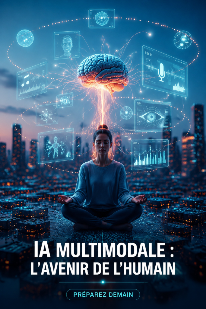 Illustration représentant l'intelligence artificielle multimodale au service de notre futur numérique.