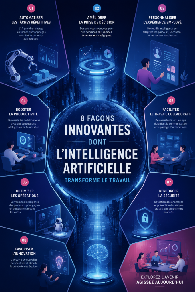 Visuel illustratif montrant l'intelligence artificielle transformant le travail moderne