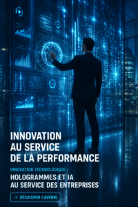 Interface holographique illustrant l'utilisation de l'IA dans les affaires