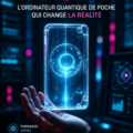 Mini-ordinateur quantique en main, illustrant la technologie futuriste