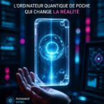 Mini-ordinateur quantique en main, illustrant la technologie futuriste