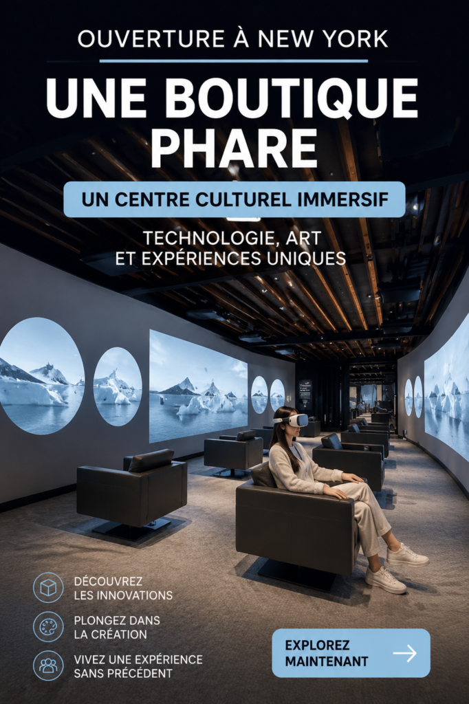 Vue extérieure du nouveau flagship Samsung à New York, un centre culturel immersif.