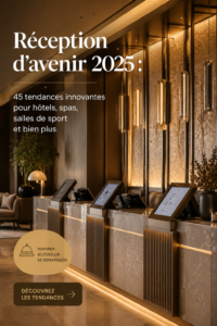 Des professionnels d'hôtels discutent des nouvelles tendances d'accueil pour 2025, montrant des exemples d'innovation.