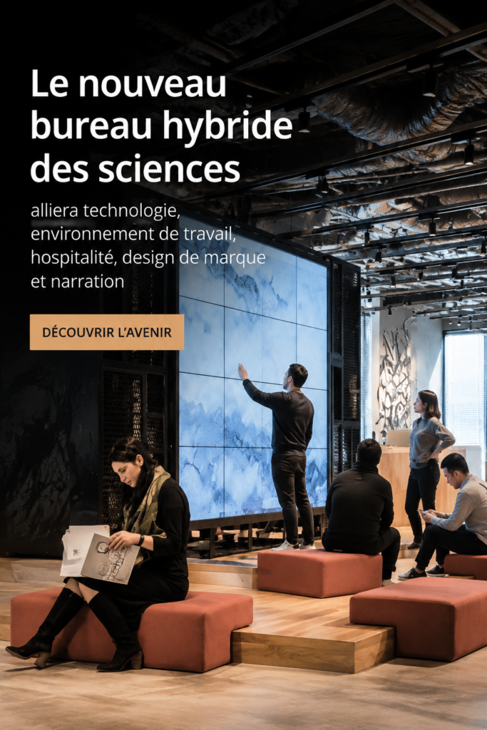 Un bureau hybride moderne intégrant des éléments technologiques et design