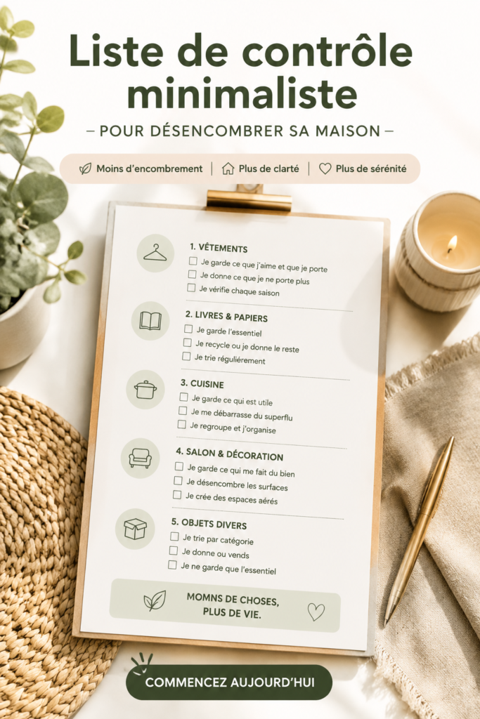 checklist minimaliste pour désencombrer une maison