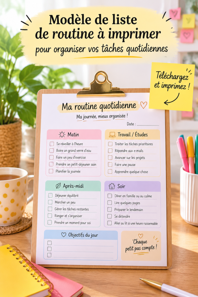 Femme utilisant une checklist printable pour organiser ses tâches quotidiennes.
