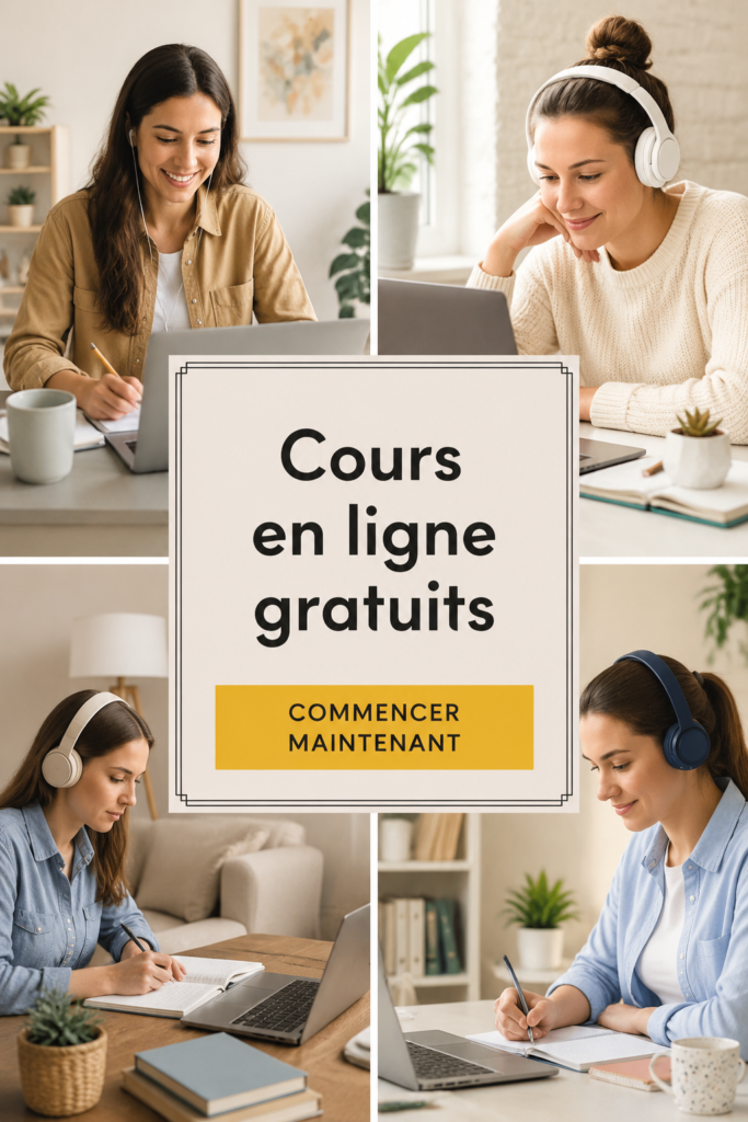 Image d'une femme prenant un cours en ligne gratuite sur son ordinateur