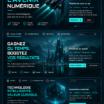 Interface SaaS moderne avec design futuriste et éléments interactifs