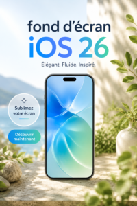 Un iPhone affichant un fond d'écran moderne et coloré.