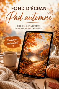 Fonds d'écran d'automne coloré sur un iPad mostrando un paysage naturel et apaisant.