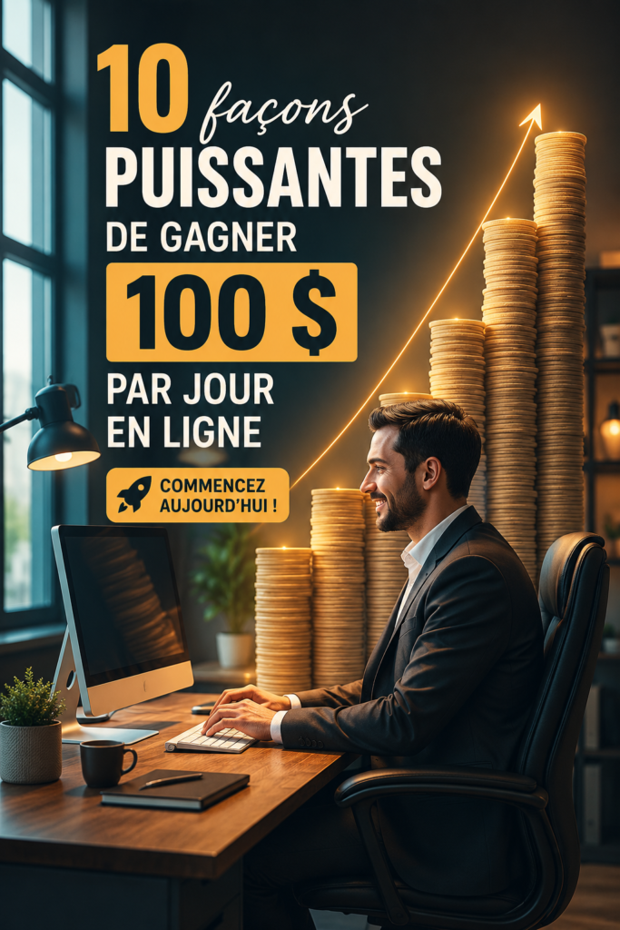 Femme en train de travailler sur son ordinateur pour gagner de l'argent en ligne.