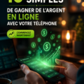 Femme utilisant son téléphone pour gagner de l'argent en ligne, entourée d'objets de travail productif.