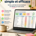 Femme utilisant un ordinateur pour gérer ses tâches avec un modèle Excel