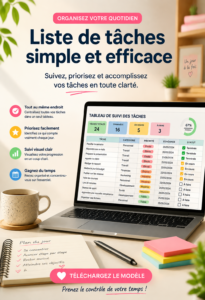 Femme utilisant un ordinateur pour gérer ses tâches avec un modèle Excel