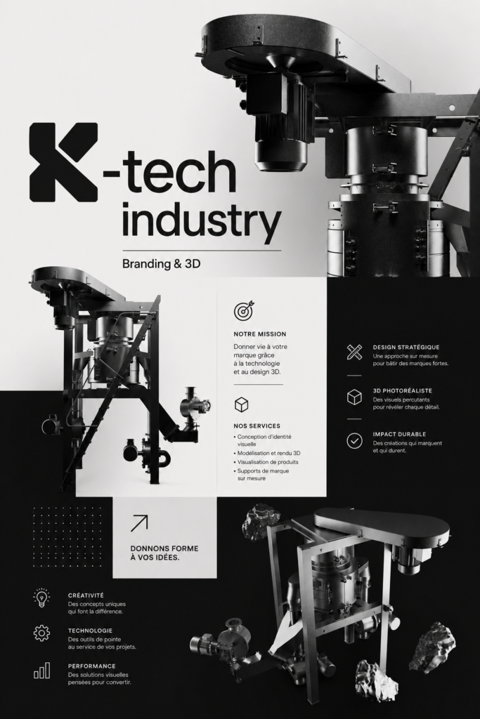 Image illustrant le K-tech dans le branding 3D avec des éléments visuels modernes et attrayants.