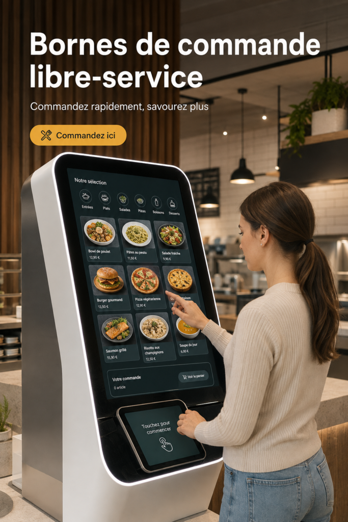 Kiosque de commande alimentaire moderne dans un restaurant