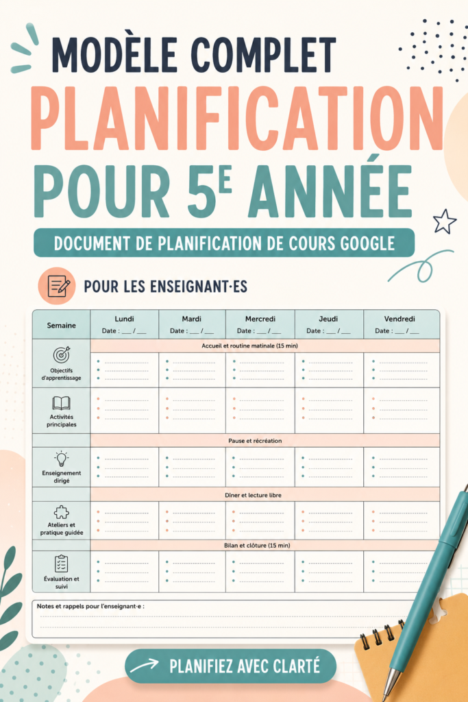 Modèle de plan de cours pour enseignants, conçu pour optimiser la préparation des leçons