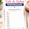 Modèle de checklist hebdomadaire à imprimer pour s'organiser efficacement.