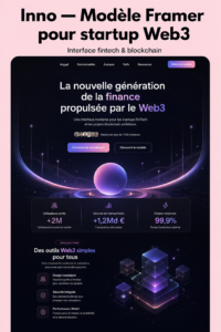 Template Framer pour startup dans le secteur fintech, design moderne et inspirant.