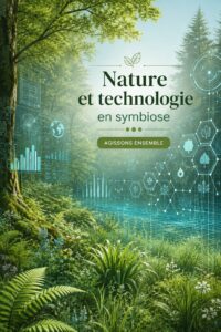 Image illustrant l'harmonie entre la technologie moderne et la nature verdoyante.