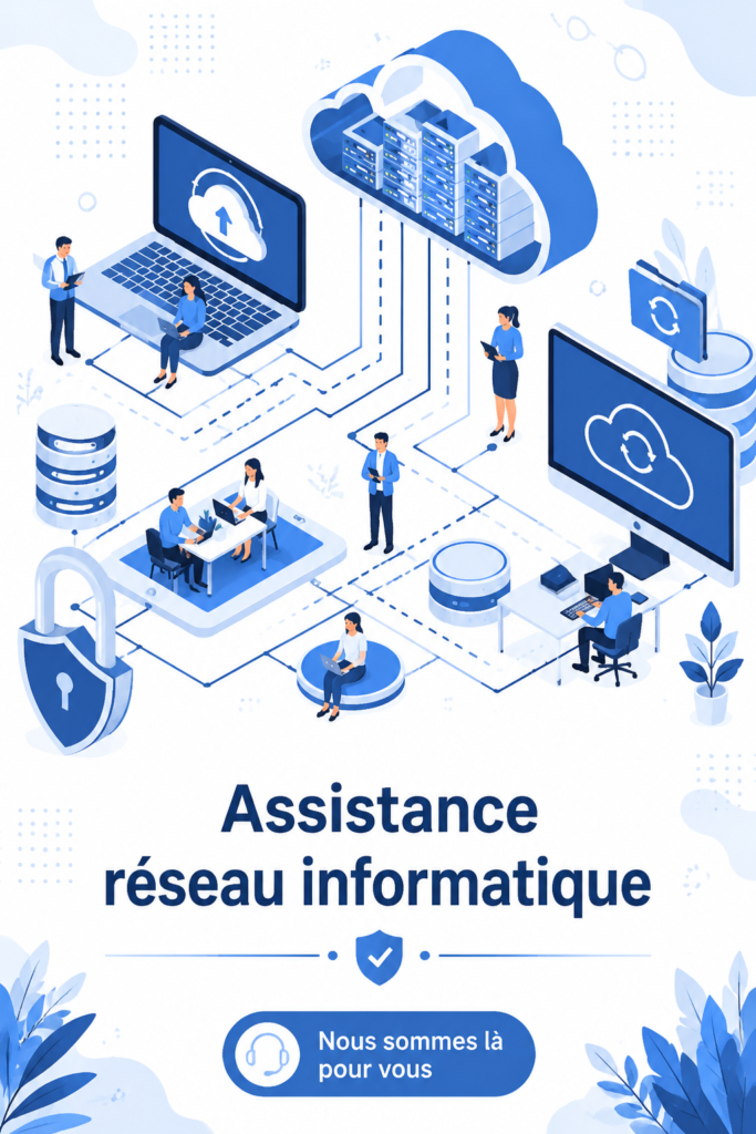 Femme utilisant un ordinateur dans un bureau moderne, optimisant son réseau informatique.