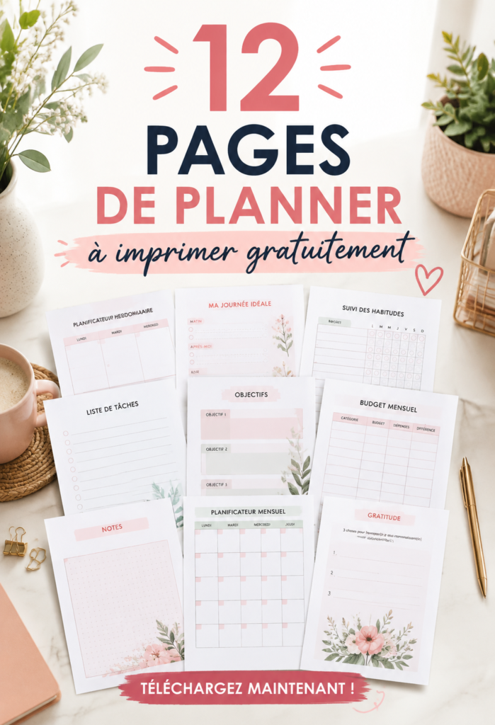 Exemple de pages de planning imprimables élégantes et fonctionnelles