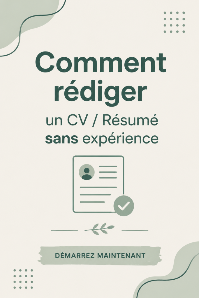 Un exemple de CV moderne pour un candidat sans expérience, mettant en avant les compétences et la formation.