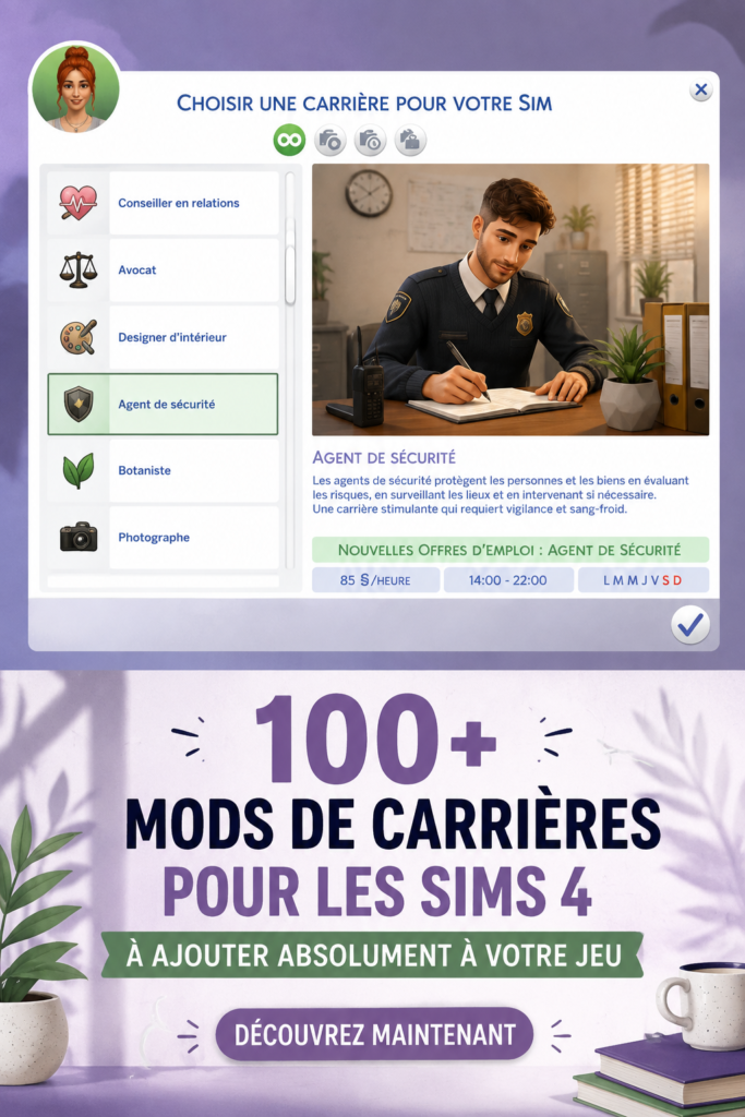 Capture d'écran d'un joueur utilisant des mods de carrière dans Sims 4
