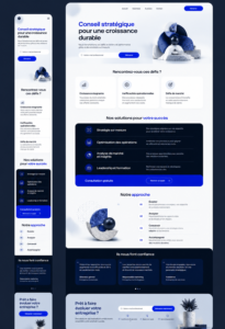 Exemple de site web d'entreprise conçu avec Figma, mettant en avant un design moderne et attractif.