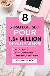 Un écran d'ordinateur affichant des statistiques Pinterest en hausse avec une femme souriante et productive.