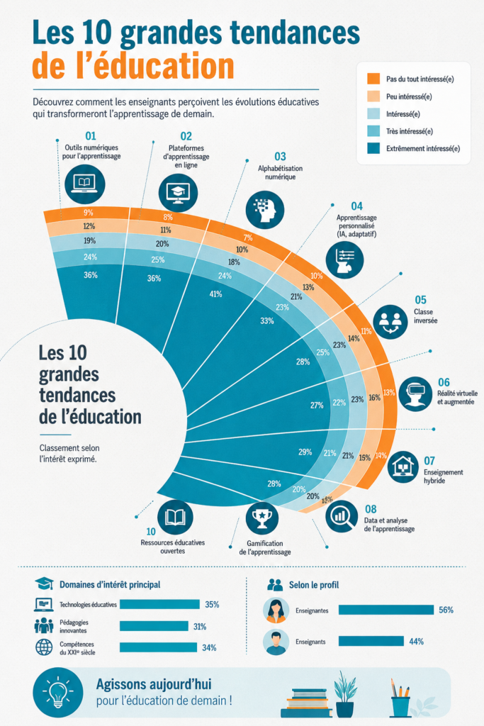 Illustration des tendances éducatives modernes en classe