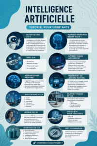 Image d'une femme étudiant les bases de l'intelligence artificielle sur un ordinateur.