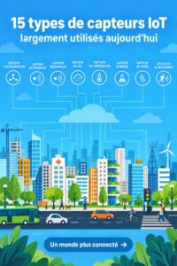 Image de divers capteurs IoT illustrant leurs fonctionnalités innovantes pour un quotidien connecté.