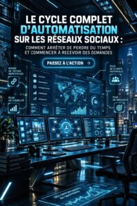 Image d'une femme utilisant un ordinateur pour gérer ses réseaux sociaux efficacement.