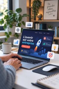 Une femme entrepreneur utilisant des outils technologiques pour développer son entreprise.