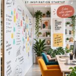 Bureau à domicile créatif avec décor chaleureux et esthétique, reflet d'une productivité optimisée.