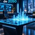 Bureau holographique futuriste avec interactivité moderne