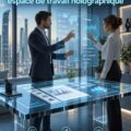 Un bureau transparent moderne dans un bureau élégant, optimisant l'espace de travail