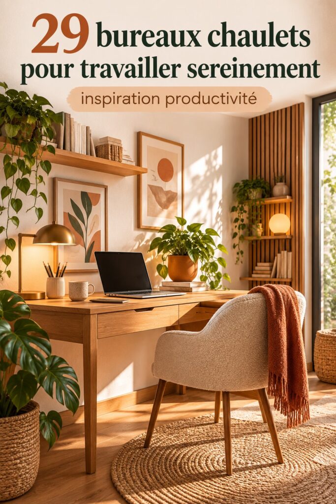 Un bureau de cabine douillet avec un éclairage doux et des plantes, parfait pour le télétravail.