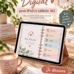 Femme utilisant un classeur digital sur son iPad dans un cadre de travail moderne.