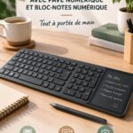 Clavier ergonomique avec pavé numérique sur un bureau moderne