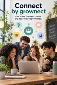 Une image de l'interface de Grownect montrant ses principales fonctionnalités pour la productivité au travail.