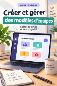 Femme travaillant sur des modèles d'équipe sur un ordinateur.